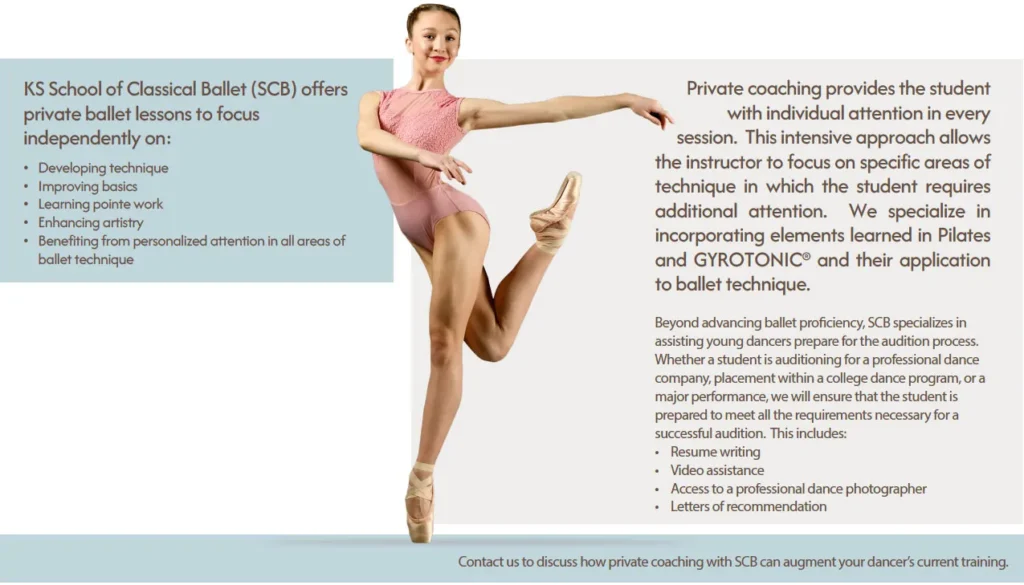 About the private coaching services Kansas School of Classical Ballet provides